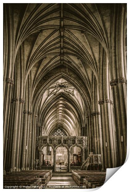 Inside the nave of Bristol Cathedral Print by Mehul Patel
