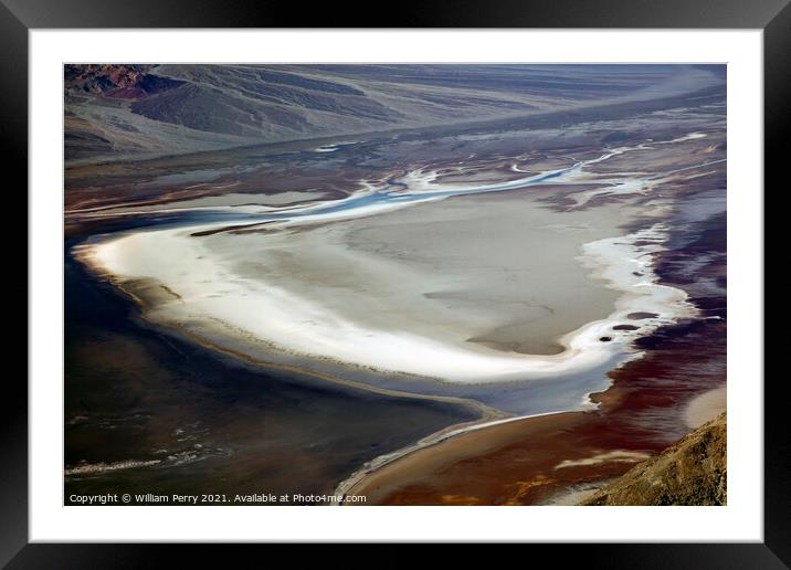Badwater from Dante's View with Black Mountains Death Valley Nat Framed Mounted Print by William Perry