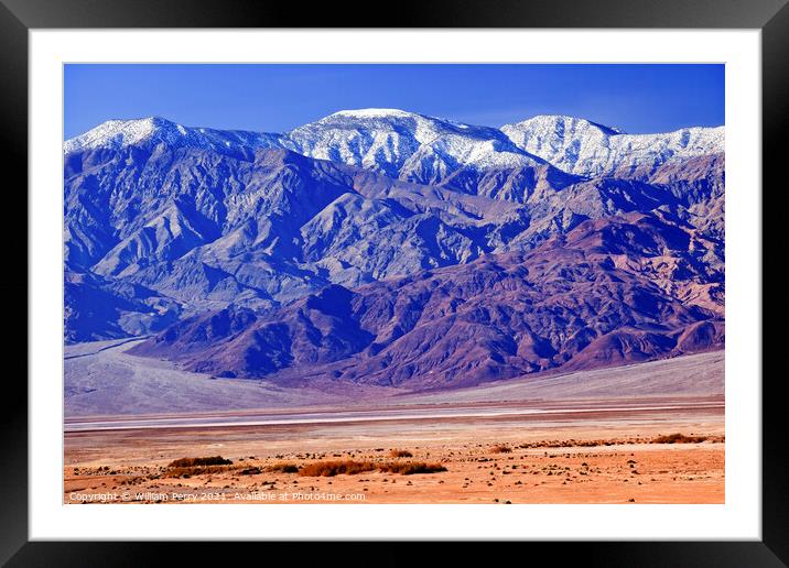Snowy Panamint  Mountains Death Valley National Park California Framed Mounted Print by William Perry