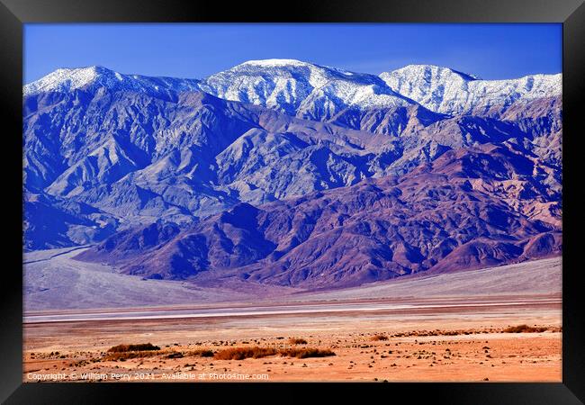 Snowy Panamint  Mountains Death Valley National Park California Framed Print by William Perry