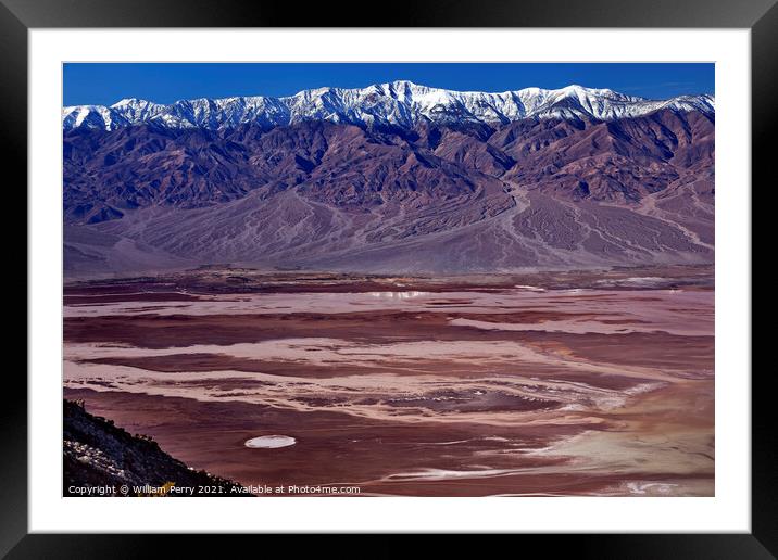 Badwater from Dante View with Panamint Mountains Death Valley Na Framed Mounted Print by William Perry