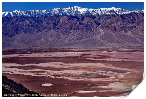 Badwater from Dante View with Panamint Mountains Death Valley Na Print by William Perry
