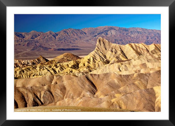 Zabriski Point Manly Beacon Death Valley National Park Californi Framed Mounted Print by William Perry