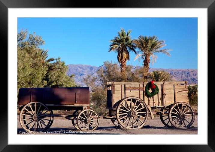 Christmas Borax Wagon Death Valley National Park California Framed Mounted Print by William Perry
