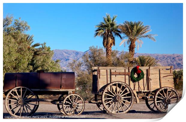 Christmas Borax Wagon Death Valley National Park California Print by William Perry