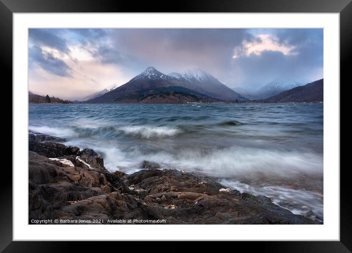 Loch Leven and Pap of Glencoe Scotland Framed Mounted Print by Barbara Jones