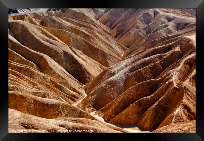 Zabriskie Point Road Death Valley National Park California Framed Print by William Perry