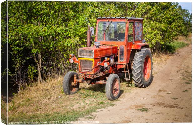 Transylvanian Red Tractor Canvas Print by Graham Prentice