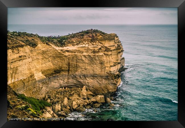 Castle Rock promontory at the Twelve Apostles coastline, Great Ocean Road, Victoria, Australia Framed Print by Mehul Patel