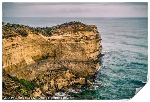 Castle Rock promontory at the Twelve Apostles coastline, Great Ocean Road, Victoria, Australia Print by Mehul Patel