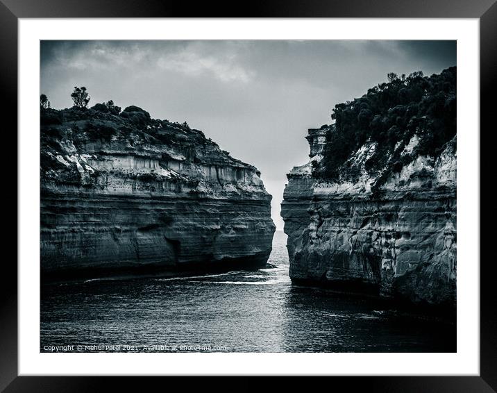Limestone cliffs with public viewing point at Loch Ard George, Great Ocean Road, Victoria, Australia Framed Mounted Print by Mehul Patel