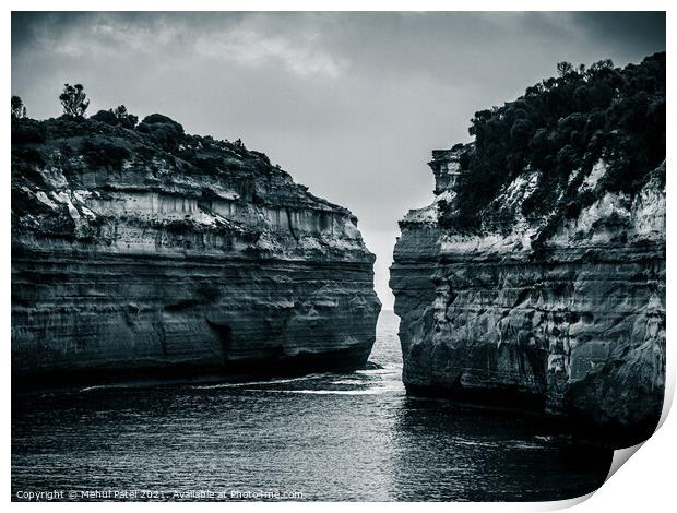 Limestone cliffs with public viewing point at Loch Ard George, Great Ocean Road, Victoria, Australia Print by Mehul Patel