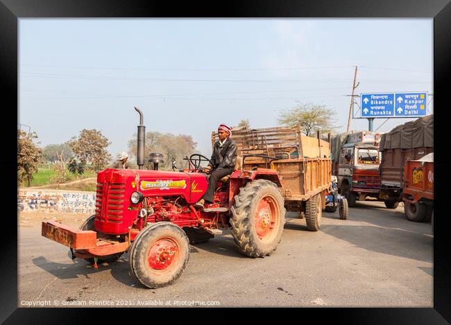 Mahindra 475 DI tractor in India Framed Print by Graham Prentice
