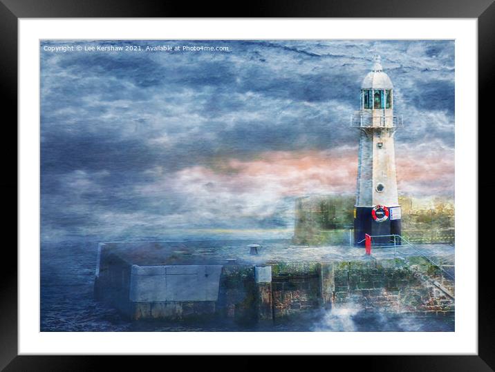 "Misty Morning at Mevagissey Lighthouse" Framed Mounted Print by Lee Kershaw