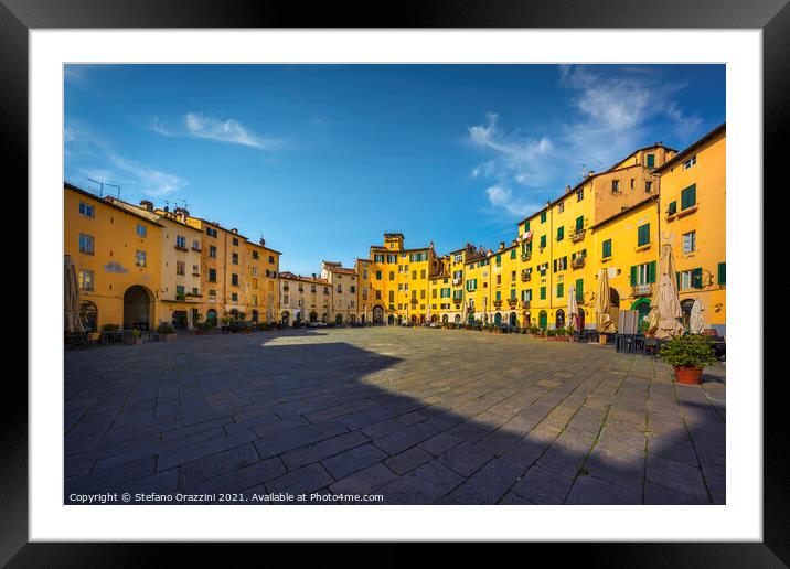 Lucca, Piazza dell'Anfiteatro square. Tuscany Framed Mounted Print by Stefano Orazzini