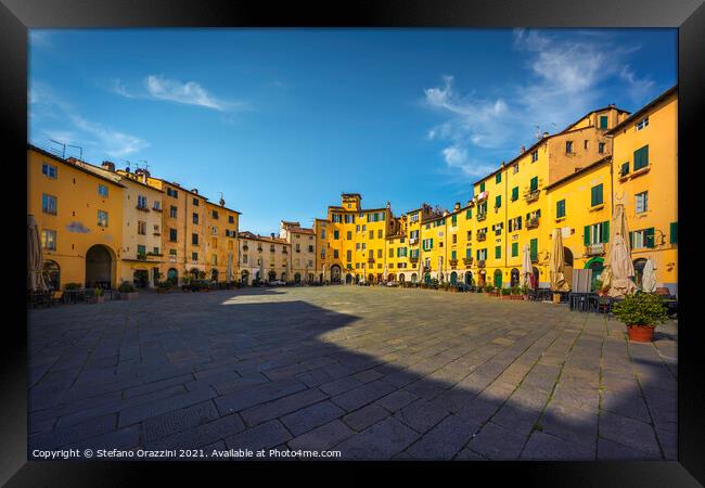 Lucca, Piazza dell'Anfiteatro square. Tuscany Framed Print by Stefano Orazzini