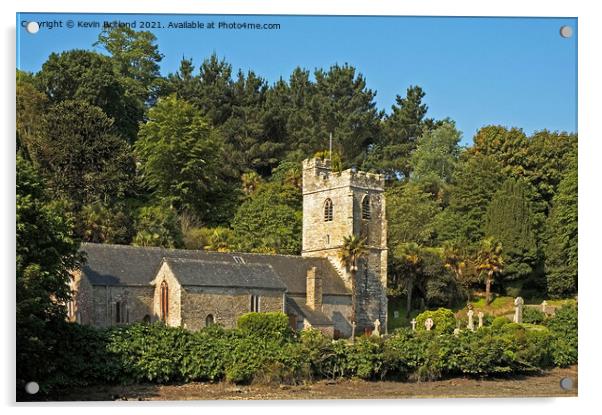 St just church roseland Acrylic by Kevin Britland