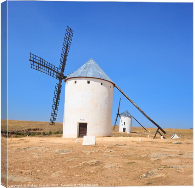 Two windmills. Campo de Criptana, La Mancha, Spain Canvas Print by Stefano Orazzini