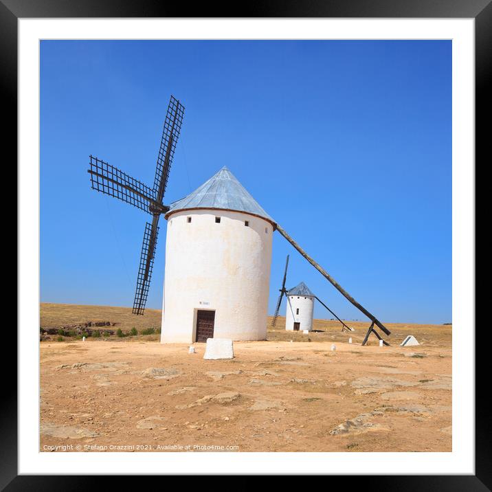 Two windmills. Campo de Criptana, La Mancha, Spain Framed Mounted Print by Stefano Orazzini