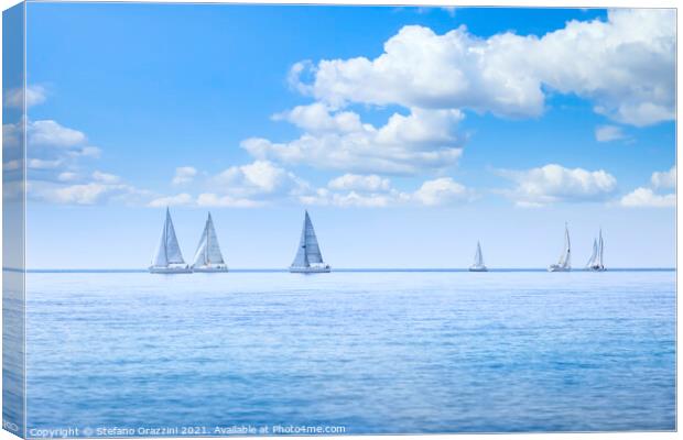 Sailing boat yacht regatta race on the sea Canvas Print by Stefano Orazzini