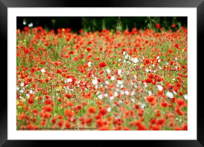 Poppy Field Framed Mounted Print by Simon Johnson