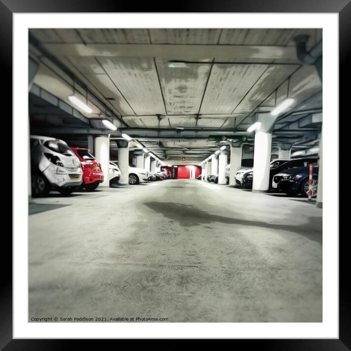 Underground parking garage Framed Mounted Print by Sarah Paddison