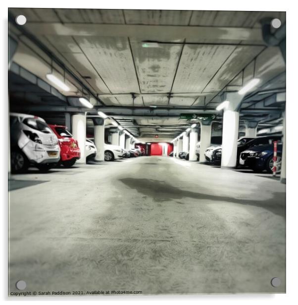 Underground parking garage Acrylic by Sarah Paddison