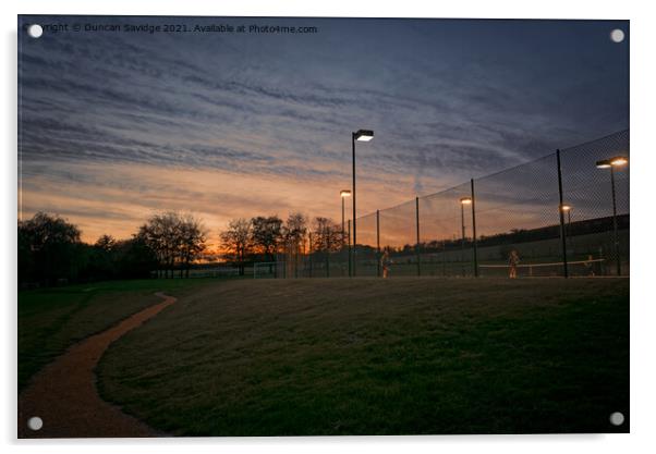 Freshford Tennis sunset Acrylic by Duncan Savidge