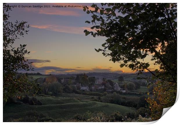 Englishcombe Sunset Print by Duncan Savidge