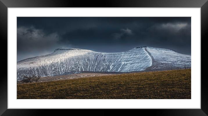 Brecon Beacons in Winter Framed Mounted Print by Leighton Collins