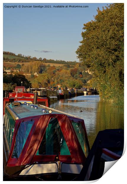 Kennet and Avon autumn canal Print by Duncan Savidge
