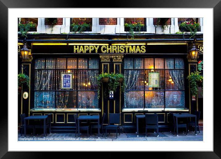 Happy Christmas Pub Framed Mounted Print by David Pyatt