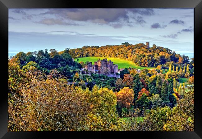 Autumn Dunster Castle and Conygar Tower Framed Print by austin APPLEBY