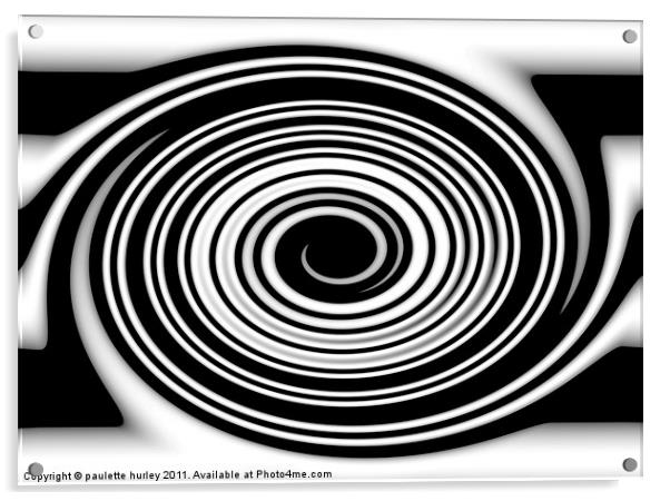 Abstract Line Swirl.B+W. Acrylic by paulette hurley