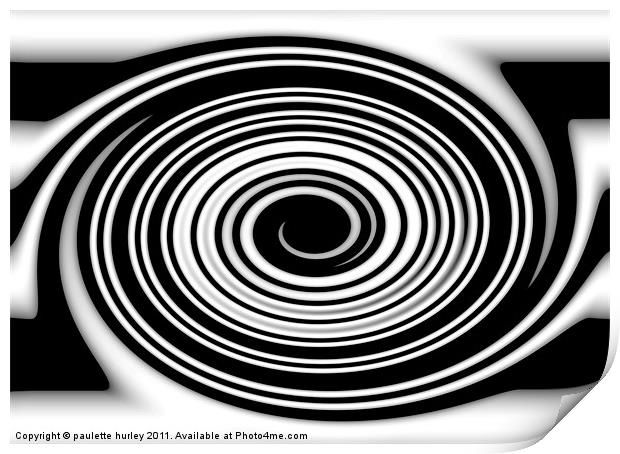 Abstract Line Swirl.B+W. Print by paulette hurley