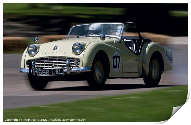 Classic Triumph Car Racing Print by Philip Pound