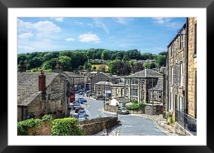 Holmfirth Town Centre Framed Mounted Print by Alison Chambers