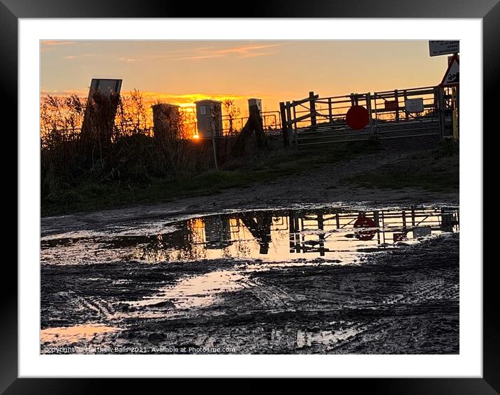 Puddle sunset  Framed Mounted Print by Matthew Balls