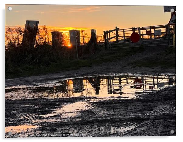 Puddle sunset  Acrylic by Matthew Balls