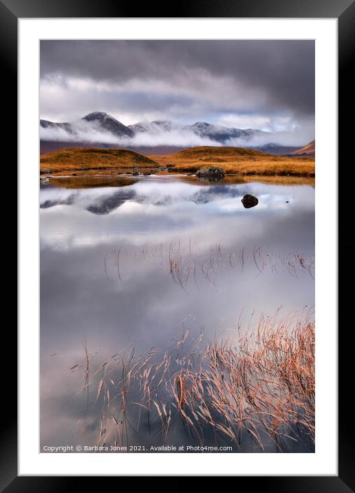 Blackmount Hills Lochan na Stainge Rannoch Scotlan Framed Mounted Print by Barbara Jones