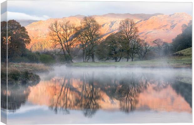 Sunrise on the River Brathay Canvas Print by David Semmens