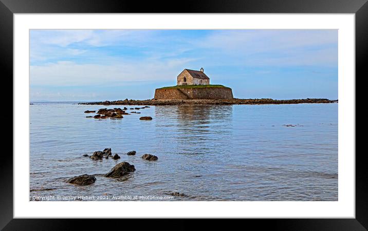 St Cwyfan Church, the church in the sea Framed Mounted Print by Jenny Hibbert