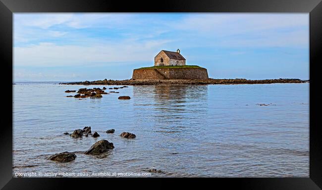 St Cwyfan Church, the church in the sea Framed Print by Jenny Hibbert