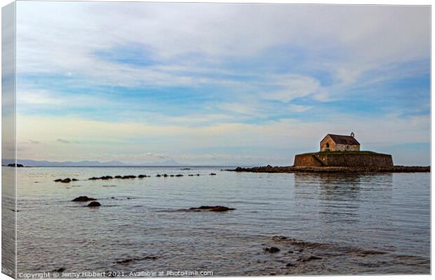 St Cwyfan church known as the church in the sea Canvas Print by Jenny Hibbert
