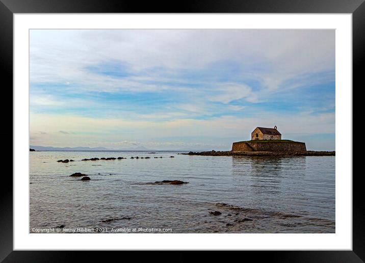 St Cwyfan church known as the church in the sea Framed Mounted Print by Jenny Hibbert