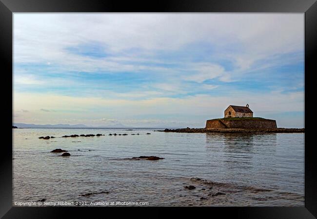 St Cwyfan church known as the church in the sea Framed Print by Jenny Hibbert