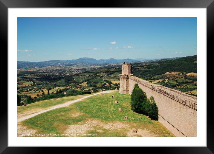 View of Assisi Rocca Maggiore in Italy Framed Mounted Print by Sanga Park
