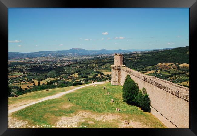 View of Assisi Rocca Maggiore in Italy Framed Print by Sanga Park