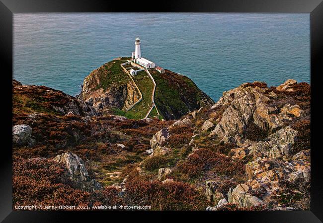 South Stack Lighthouse Anglesey North Wales Framed Print by Jenny Hibbert
