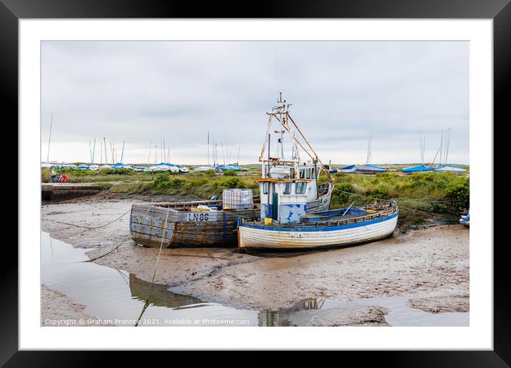 Brancaster Staithe Fishing Boats at Low Tide Framed Mounted Print by Graham Prentice
